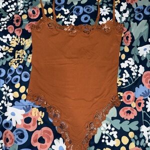 SKIMS Rust Lace Trim Bodysuit